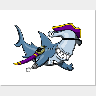 Hammerhead Shark Pirate Posters and Art